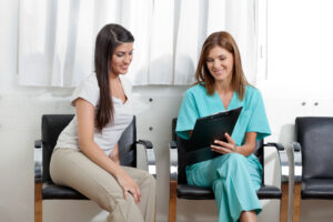 patient and dentist in waiting room